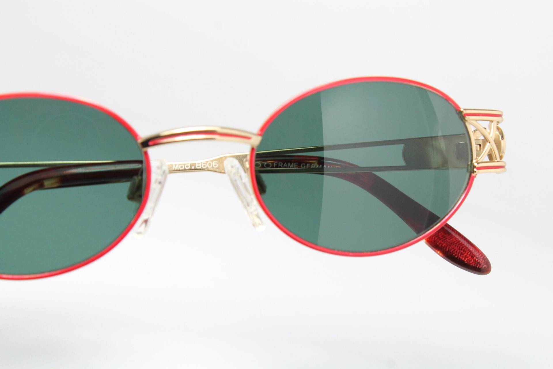 Paloma Picasso 8606 811 Steampunk Rot-Gold Seltene Einzigartige Echte Vintage-Sonnenbrille Lunettes Occhiali Solglasögon Bril Gafas Lse07 von LuxurySunEyes