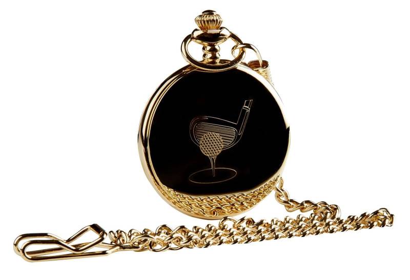 Benutzerdefinierte Graviert Golf Golfer 24 Karat Gold Beschichtet Pocket Watch Verein T Bild in Handarbeit Aus Holz Geschenk Fall Box Kostenlose von LuxuryVault