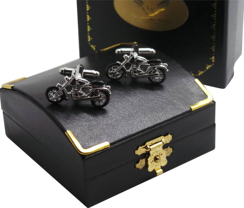 Harley Style Manschettenknöpfe 24K Silber Biker in Luxuriöser Geschenkbox Case Motorcyle Motorkbike Davidson Biking Geschenke Zertifikat von LuxuryVault