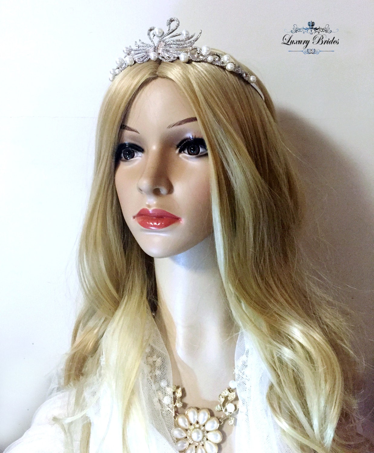 Schwan Hochzeit Tiara, Cubic Zirkonia Brautkrone von Luxurybrides