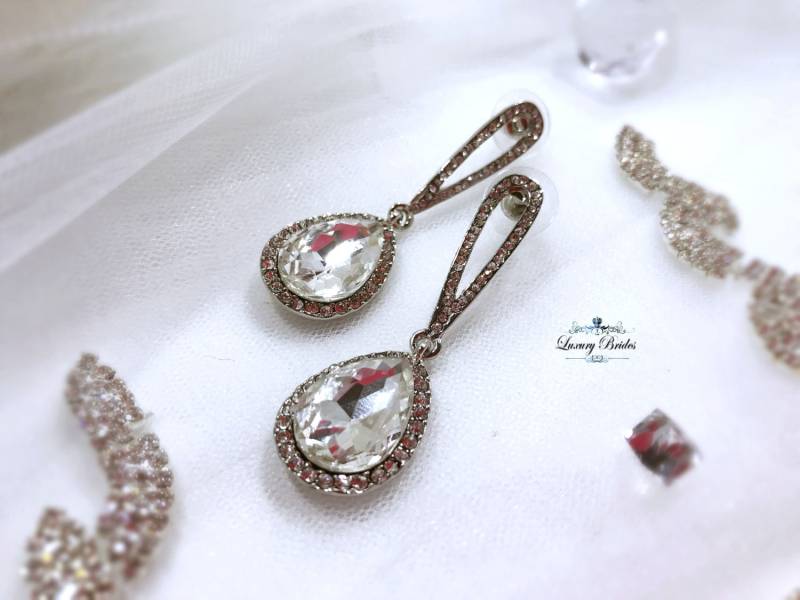 Swarovski Kristall Braut Ohrringe, Sterling Silber von Luxurybrides