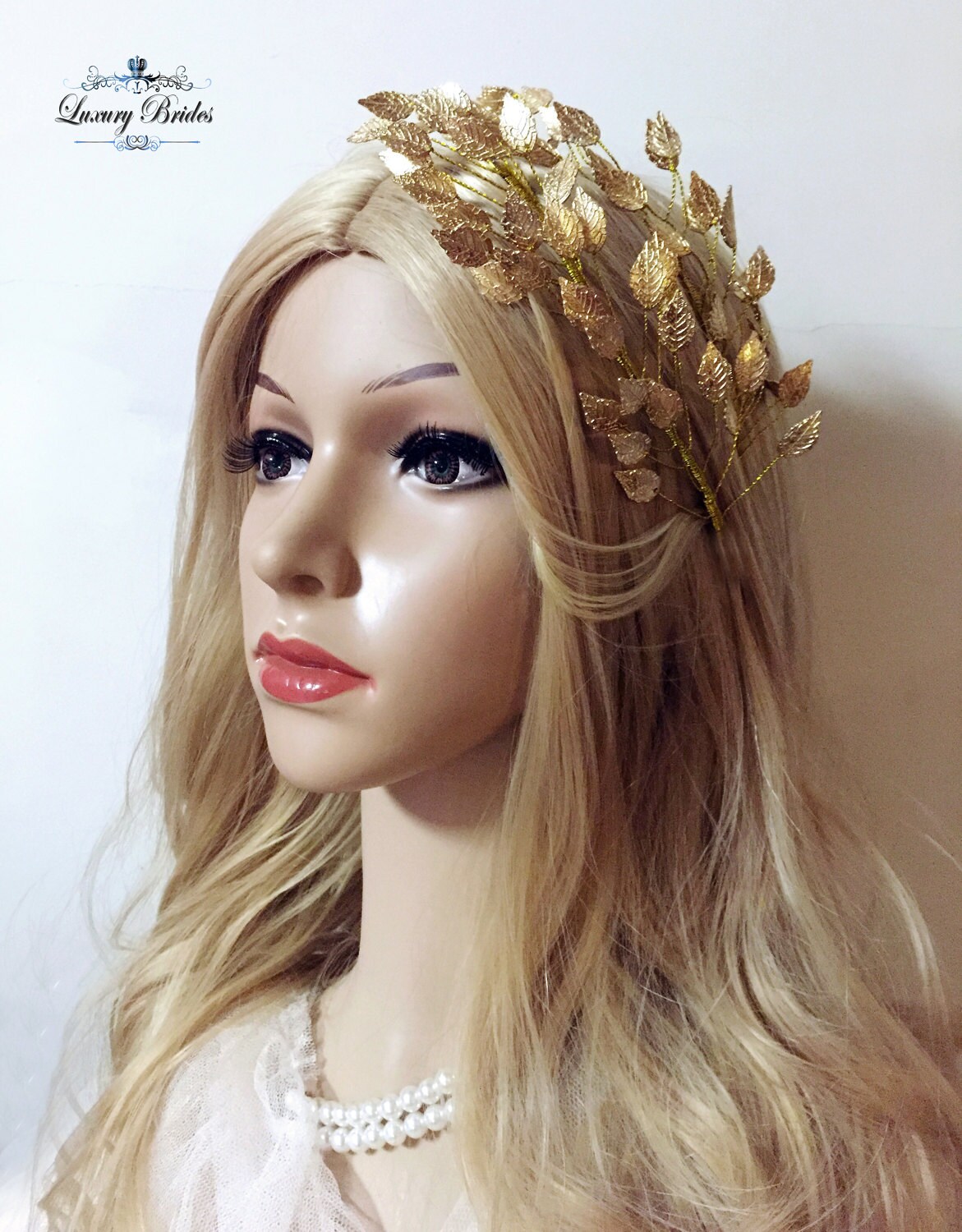 Goldene Blatt Hochzeit Tiara Stirnband, Braut Kopfschmuck von Luxurybrides