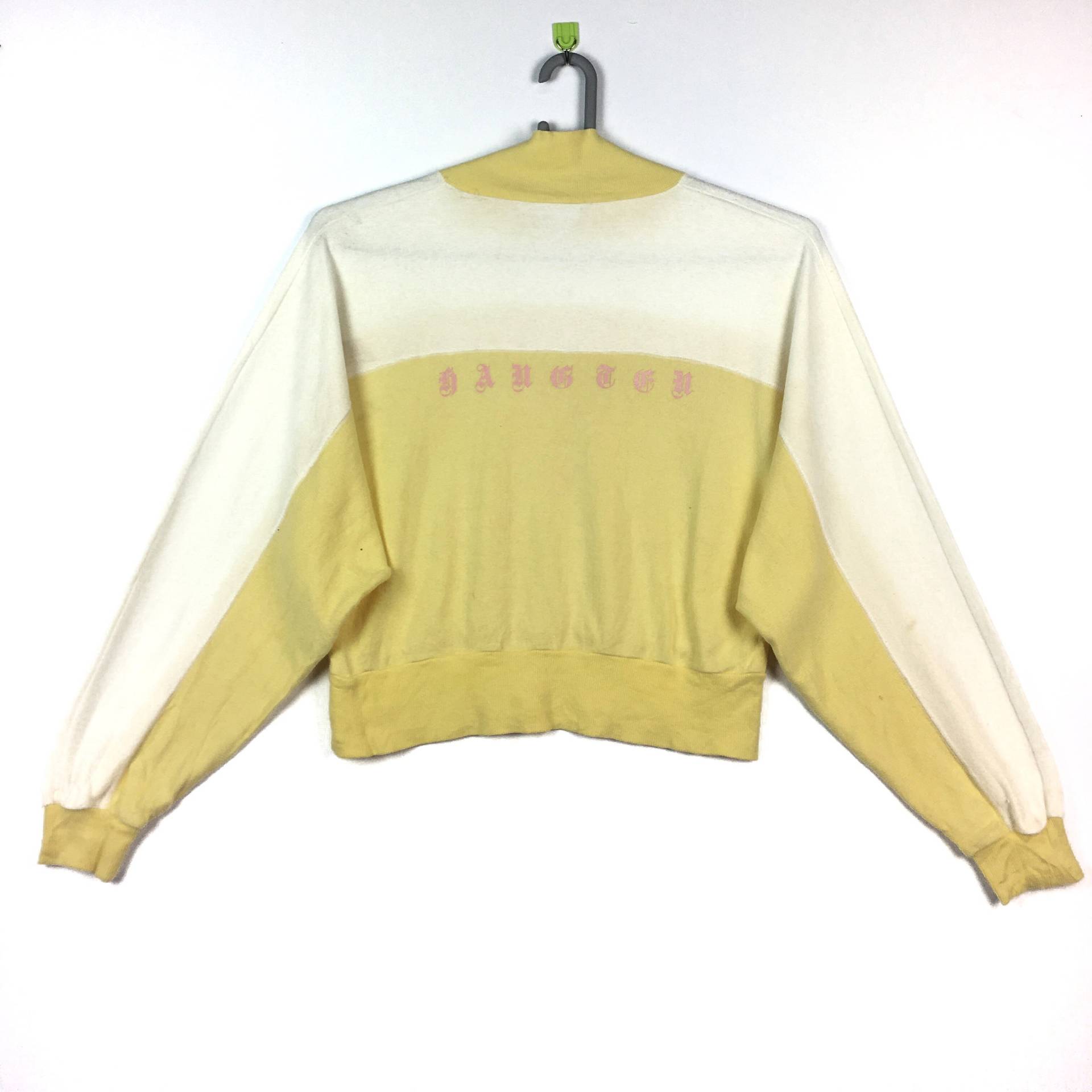 Vintage Hang Ten Frauen Croptop Sweatshirt Big Logo Gelb Und Weiß Farbe von Luxurypickerclothing