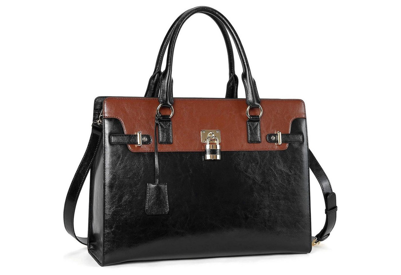 LuxusKollektion Aktentasche Aktentasche Leder Laptop 15.6Zoll Damen T-schwarz-4012kz von LuxusKollektion