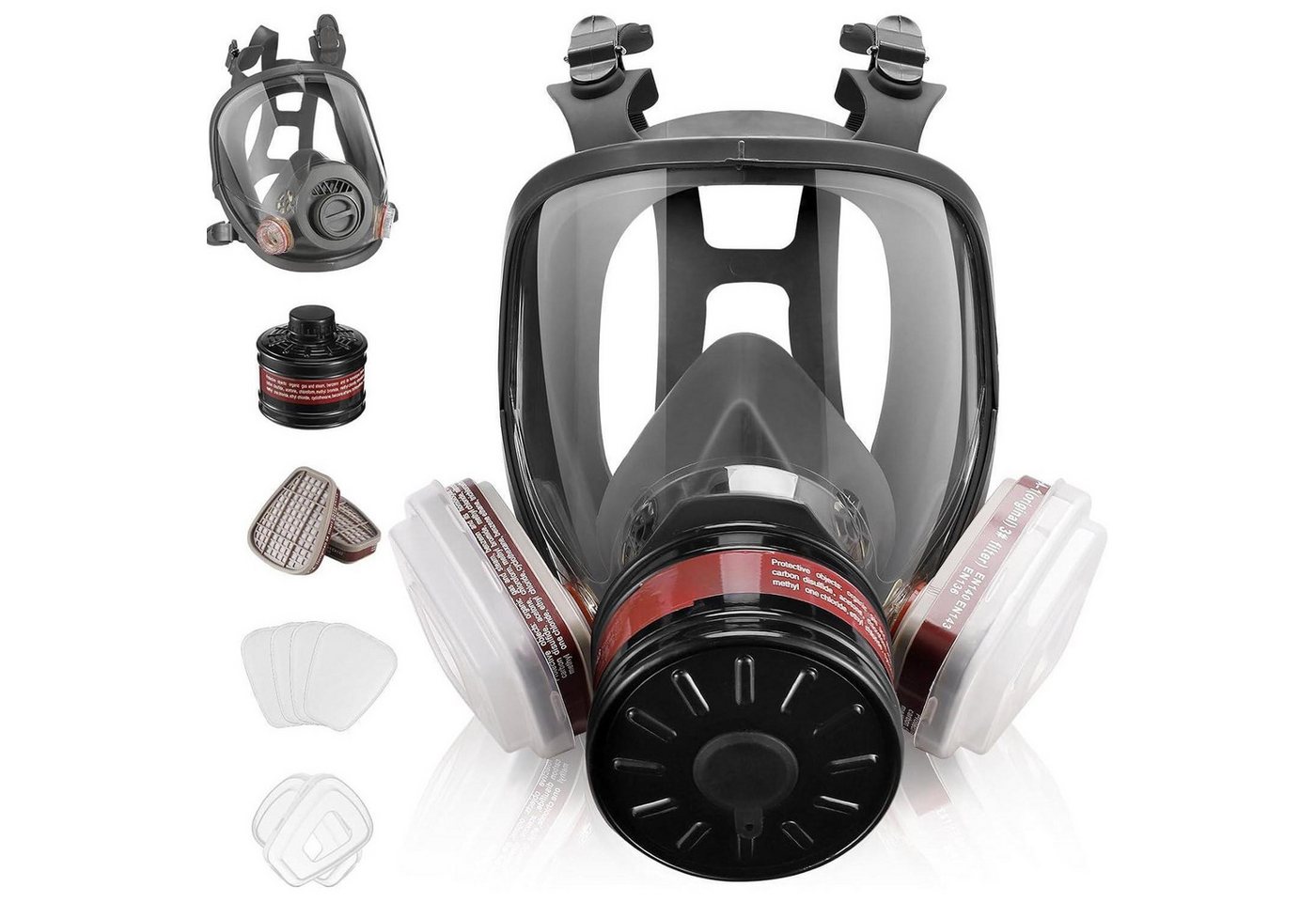 LuxusKollektion Atemschutz-Vollmaske Gasmaske Aktivkohlefilter Staub Farbe Vollgesicht 40MM 6001CN von LuxusKollektion