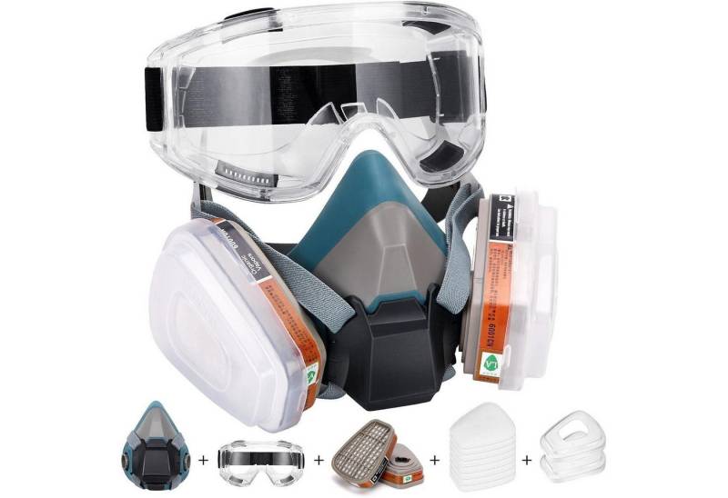 LuxusKollektion Atemschutz-Vollmaske Gesichtsschutz Chemische Filter Brille Epoxidharz Staub blau6502 von LuxusKollektion