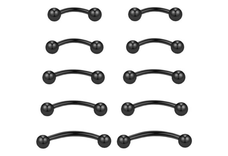 Gojewen Augenbrauenpiercing 10er Set Curved Barbell Piercing Edelstahl 6mm 8mm 10mm Nase Lippe von Gojewen