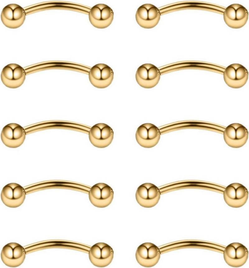Gojewen Augenbrauenpiercing 10stk Curved Barbell Piercing Augenbraue Lippe Nase Helix 1.2mm 10mm von Gojewen