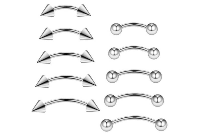 Gojewen Augenbrauenpiercing 10stk Curved Barbell Piercing Augenbrauen Lippen 6mm 8mm 10mm von Gojewen