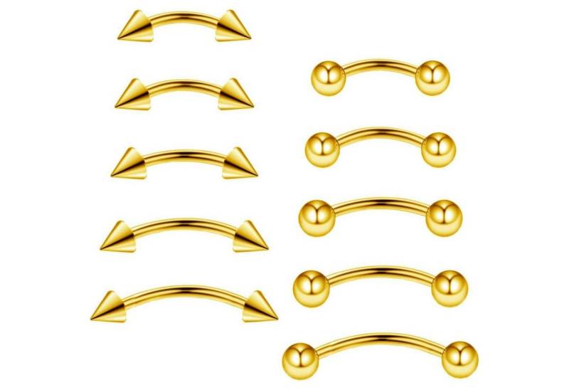 Gojewen Augenbrauenpiercing 10stk Curved Barbell Piercing Edelstahl Augenbrauen Lippen Helix Rook von Gojewen