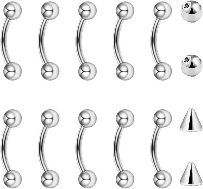 Besyvvin Augenbrauenpiercing 10stk Curved Barbell Piercing Set 1.2mm Augenbrauen Lippe Rook Daith von Besyvvin