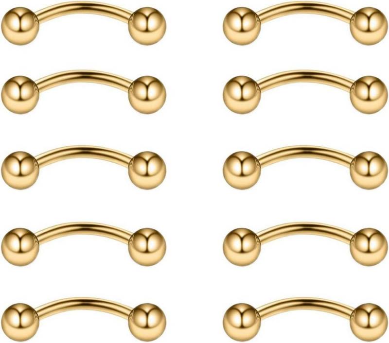 Gojewen Augenbrauenpiercing 10stk Curved Barbell Piercing Set 16G 1.2mm 8mm Edelstahl Augenbrauen von Gojewen