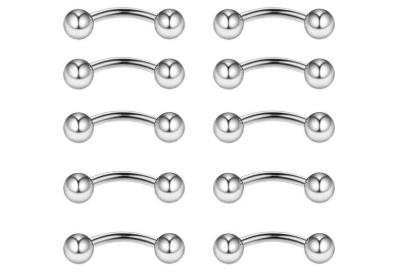 Gojewen Augenbrauenpiercing 10stk Curved Barbell Piercing Set 16G 6mm 8mm 10mm Edelstahl Nase von Gojewen