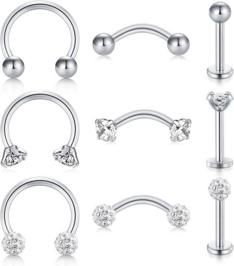 LAURITAMI Augenbrauenpiercing 16G Tragus Helix Piercing Set mit Zirkonia Stab Chirurgenstahl von LAURITAMI