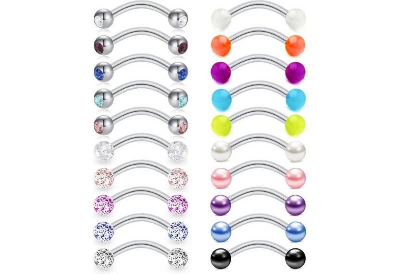 Mayhoop Augenbrauenpiercing 20Stk Augenbrauenpiercings 16G Chirurgenstahl Curved Barbell Perle CZ von Mayhoop