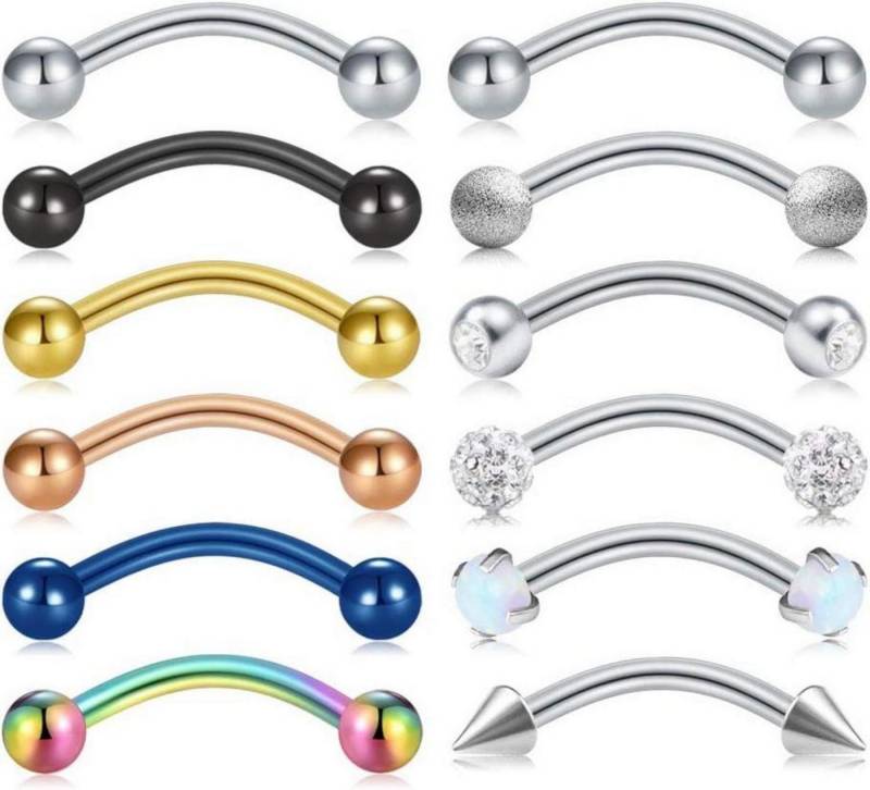 Briana Williams Augenbrauenpiercing Augenbrauen Lippe Septum Piercing Set Chirurgenstahl 8mm 16G 12er Set von Briana Williams