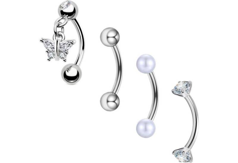 Besyvvin Augenbrauenpiercing Augenbrauenpiercing Set 4stk Chirurgenstahl Curved Barbell 1,2mm 8mm von Besyvvin