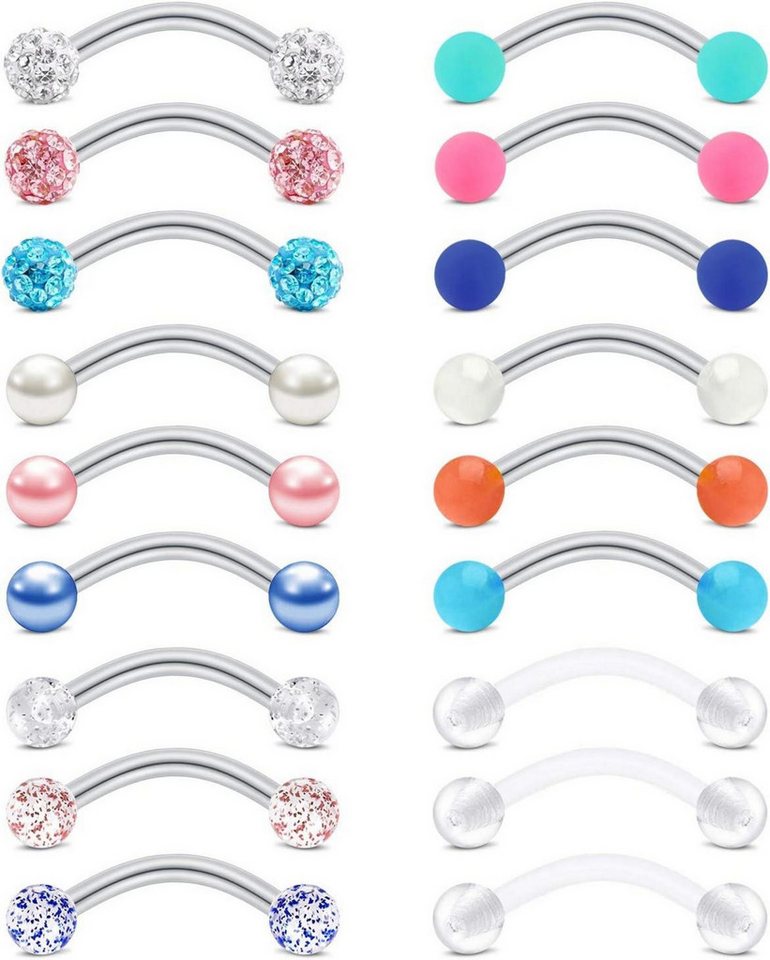 Rajnard Augenbrauenpiercing-Set 10x Augenbrauenpiercing Set Rook Piercing Ohrringe 16G 8mm Diamant von Rajnard