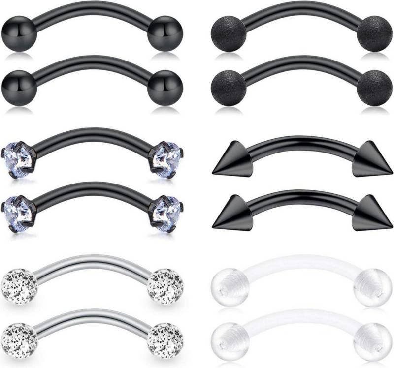 Mayhoop Augenbrauenpiercing-Set 20er Set Augenbrauenpiercings 16G Chirurgenstahl Curved Barbell von Mayhoop