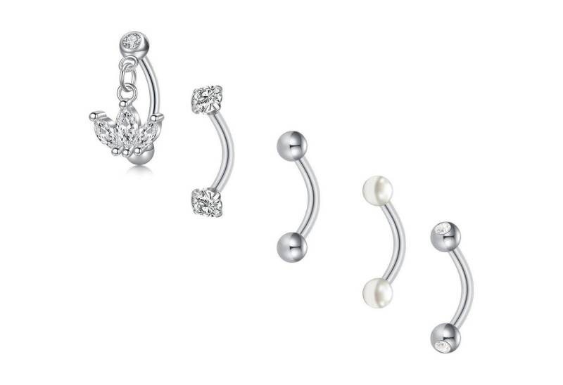 LuxusKollektion Augenbrauenpiercing-Set Augenbrauenpiercing Rook Chirurgenstahl 1,2mm 8mm 5stk Cz von LuxusKollektion