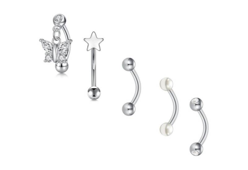 LuxusKollektion Augenbrauenpiercing-Set Augenbrauenpiercing Rook Chirurgenstahl 1,2mm 8mm 5stk Schmetterling von LuxusKollektion