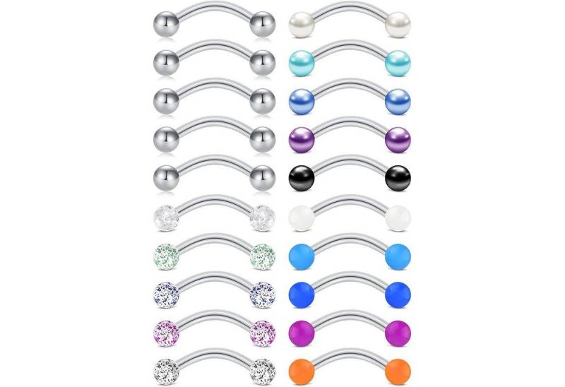 LuxusKollektion Augenbrauenpiercing-Set Augenbrauenpiercing Rook Chirurgenstahl 1,2mm gebogen Stab 20stk 10mm von LuxusKollektion