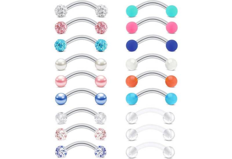 Rajnard Augenbrauenpiercing-Set Augenbrauenpiercing Rook Piercing Ohrringe 16G 8mm Chirurgenstahl von Rajnard