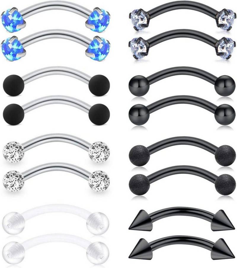 Mayhoop Augenbrauenpiercing-Set Augenbrauenpiercing Set 16G Chirurgenstahl Curved Barbell mit Perlen von Mayhoop