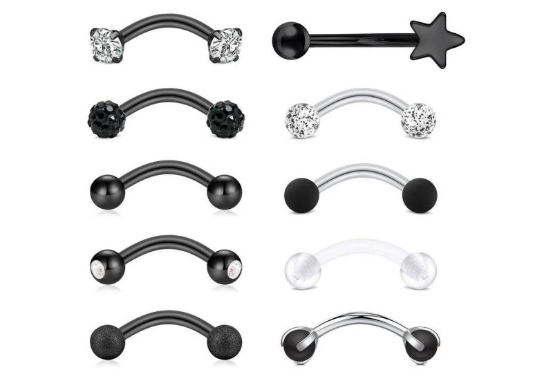 Rajnard Augenbrauenpiercing-Set Augenbrauenpiercing Set Rook Piercing Ohrringe 16G 8mm Edelstahl Rajnard Augenbrauenpiercing-Set Augenbrauenpiercing Set Rook Piercing Ohrringe 16G 8mm Edelstahl von Rajnard
