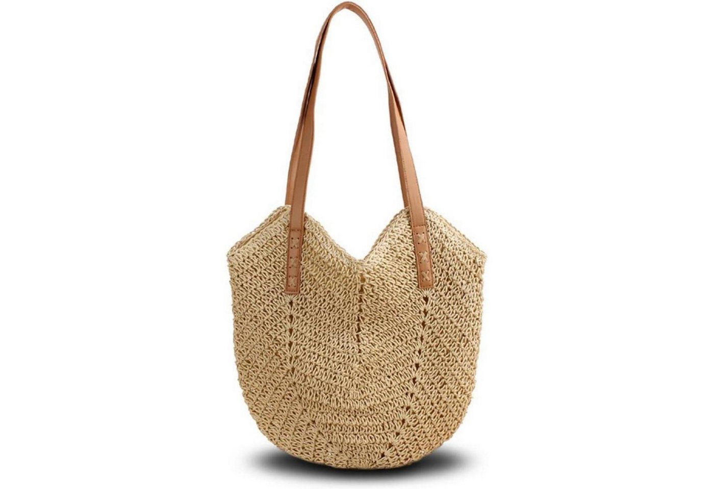 LuxusKollektion Basttasche Handtasche Stroh Damen Strandtasche Umhängetasche Boho X-beige von LuxusKollektion