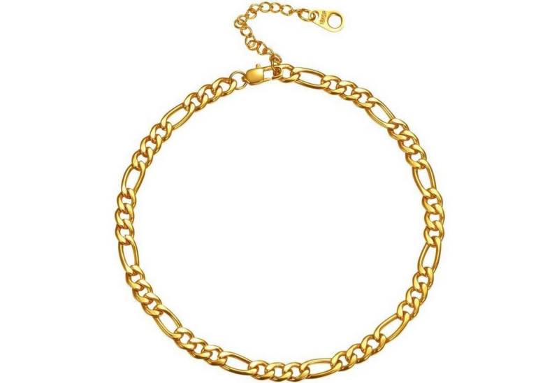 LuxusKollektion Bauchketten und Fußketten Set Damen Mädchen Fußkette Figarokette 18k vergoldet 22cm+5cm weibliche von LuxusKollektion