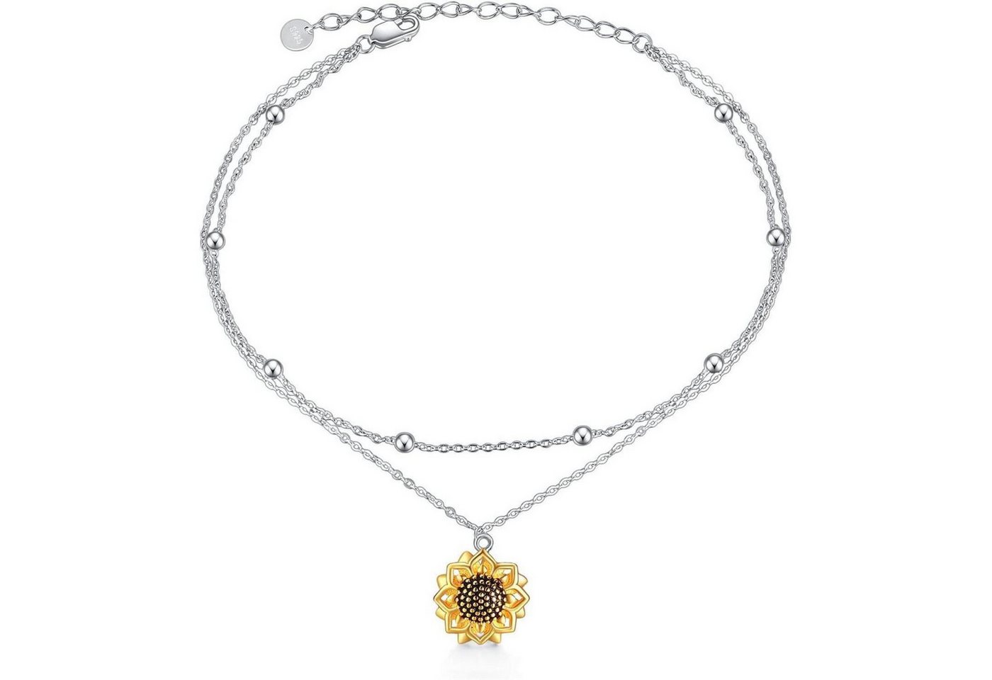 LuxusKollektion Bauchketten und Fußketten Set Fußkettchen Doppelkette 925 Sterling Silber Schmetterling Sonnenblume von LuxusKollektion