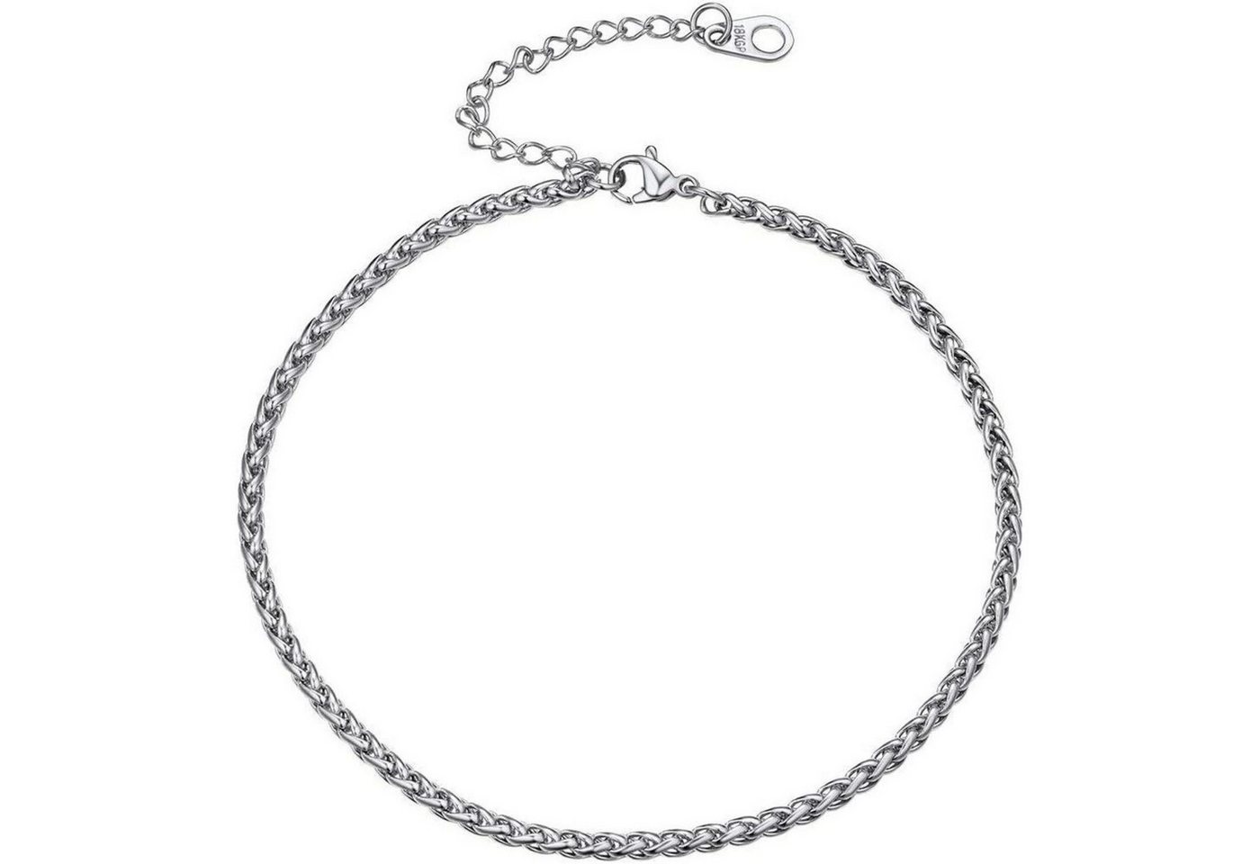 LuxusKollektion Bauchketten und Fußketten Set Fußkette Damen Ankerkette Weizenkette 02 Weizenkette 3mm Silber von LuxusKollektion