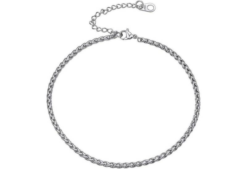 LuxusKollektion Bauchketten und Fußketten Set Fußkette Damen Ankerkette Weizenkette 02 Weizenkette 3mm Silber von LuxusKollektion