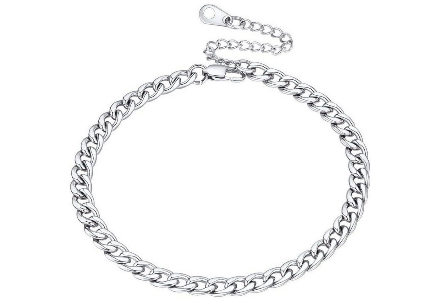 LuxusKollektion Bauchketten und Fußketten Set Fußkette Damen Mädchen Ankerkette 01 Panzerkette 5mm Silber von LuxusKollektion