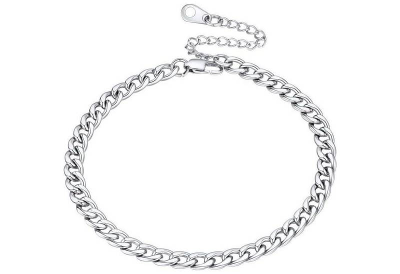 LuxusKollektion Bauchketten und Fußketten Set Fußkette Damen Mädchen Ankerkette 01 Panzerkette 5mm Silber von LuxusKollektion