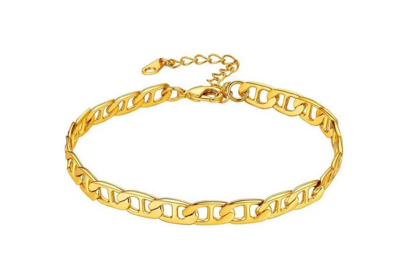 LuxusKollektion Bauchketten und Fußketten Set Fußkette Damen Mädchen Ankerkette 06 Mariner Kette 6mm Gold von LuxusKollektion