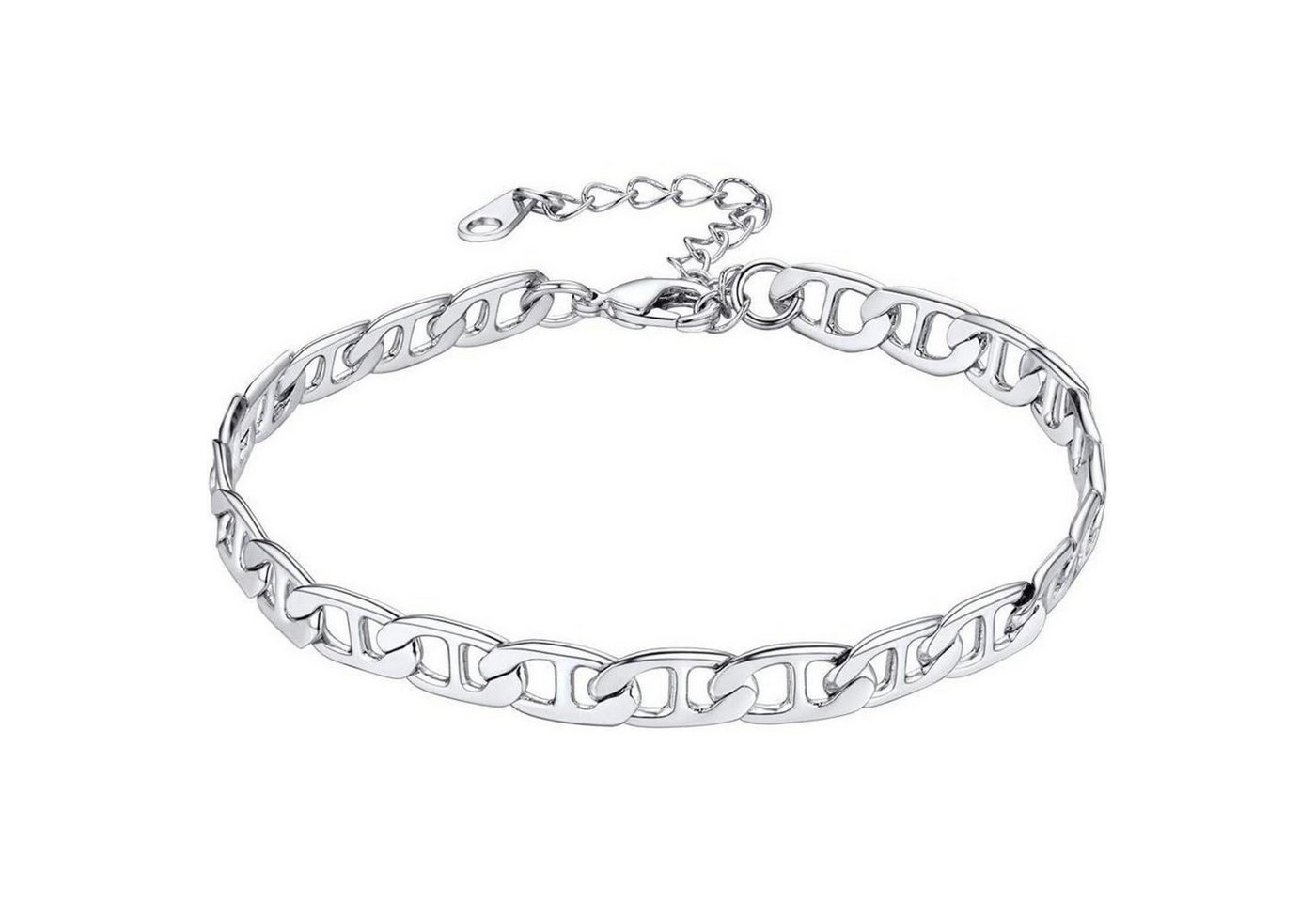 LuxusKollektion Bauchketten und Fußketten Set Fußkette Damen Mädchen Ankerkette 06 Mariner Kette 6mm Silber von LuxusKollektion