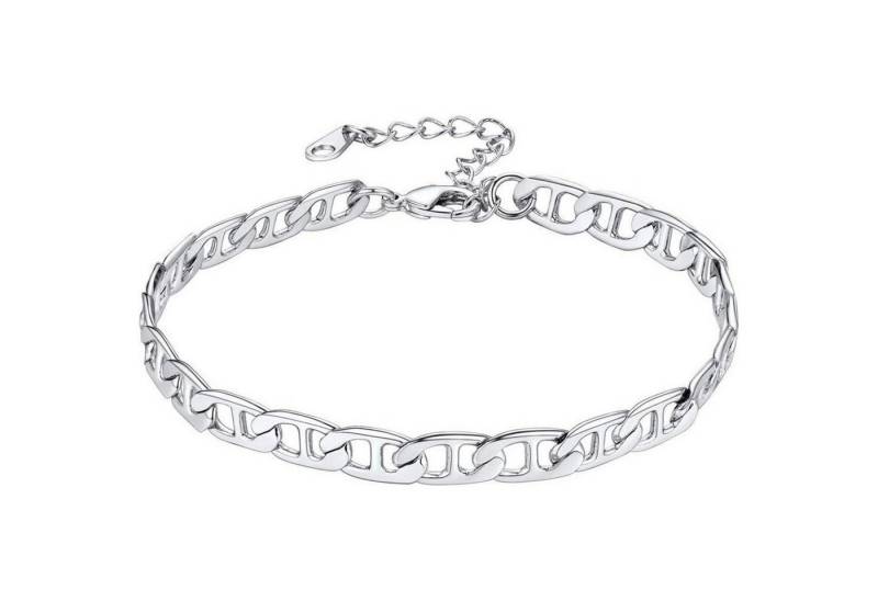 LuxusKollektion Bauchketten und Fußketten Set Fußkette Damen Mädchen Ankerkette 06 Mariner Kette 6mm Silber von LuxusKollektion