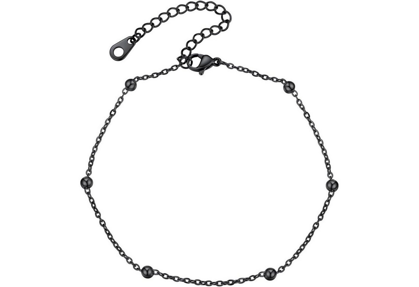 LuxusKollektion Bauchketten und Fußketten Set Fußkette Damen Mädchen Ankerkette Panzerkette Figarokette 07 Schwarz von LuxusKollektion