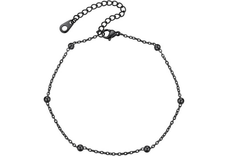 LuxusKollektion Bauchketten und Fußketten Set Fußkette Damen Mädchen Ankerkette Panzerkette Figarokette 07 Schwarz von LuxusKollektion