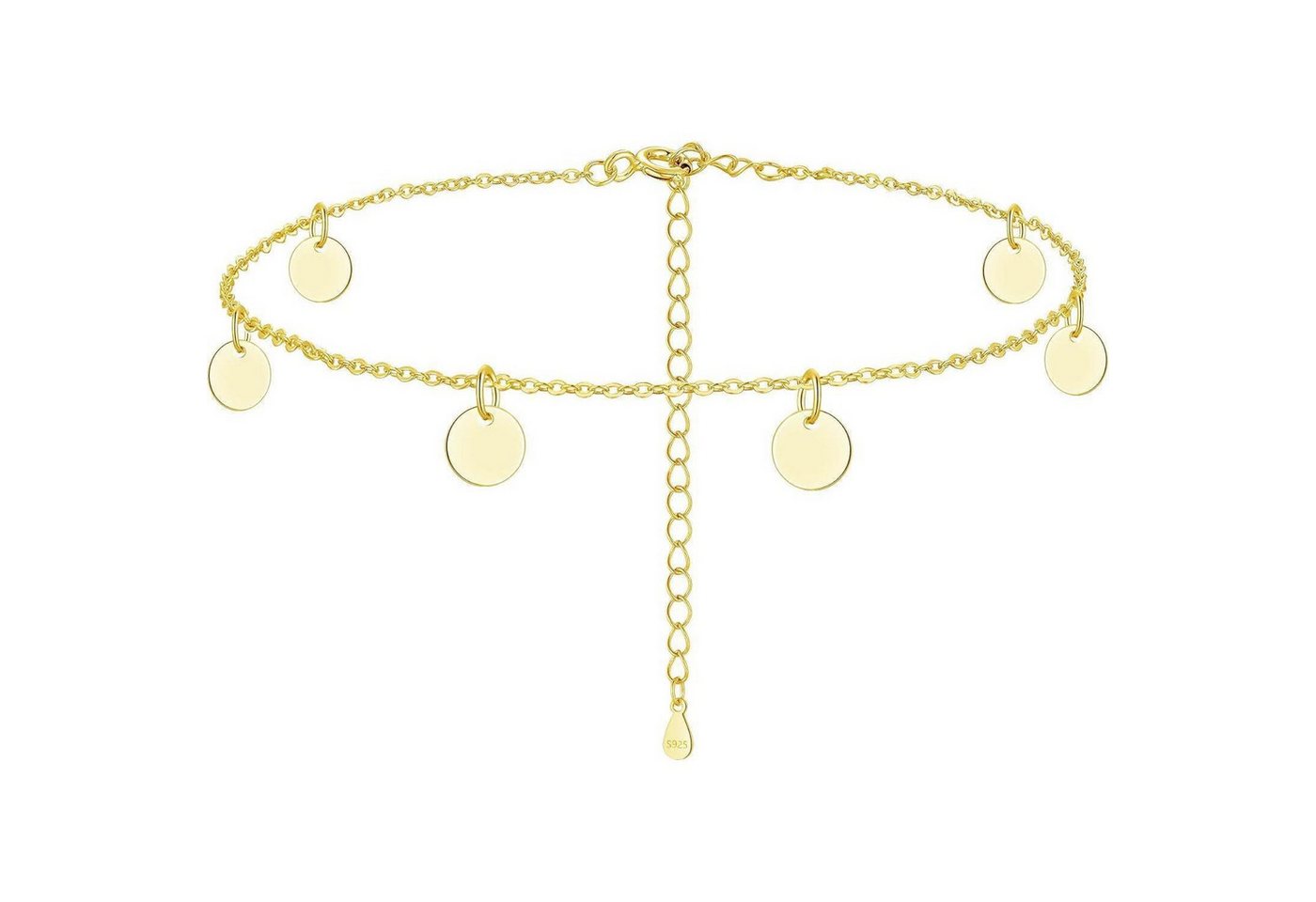 LuxusKollektion Bauchketten und Fußketten Set Fußkette Damen Silber 925 Sterling Plättchen Fußkette - Gold von LuxusKollektion