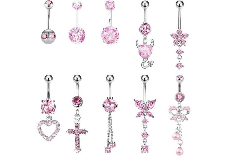 TYXHXTF Bauchnabelpiercing 10 Stück Bauchnabelpiercing Herz Schmetterling Nabel Ringe von TYXHXTF