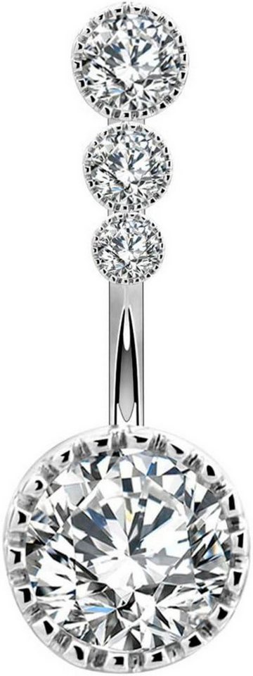 OUFER Bauchnabelpiercing 14G 12 mm Bauchnabelpiercing Silber CZ Piercing Schmuck Belly Button von OUFER