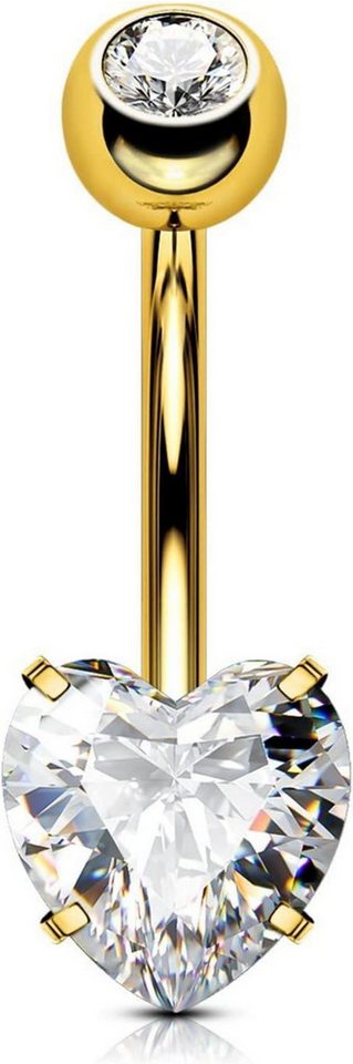 OUFER Bauchnabelpiercing 14G Bauchnabelpiercing Titan Herz CZ Edelstein Belly Button Piercing von OUFER