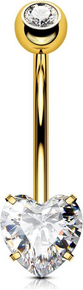 OUFER Bauchnabelpiercing 14G Bauchnabelpiercing Titan Herz Piercing CZ Edelstein Silber 1.6mm von OUFER
