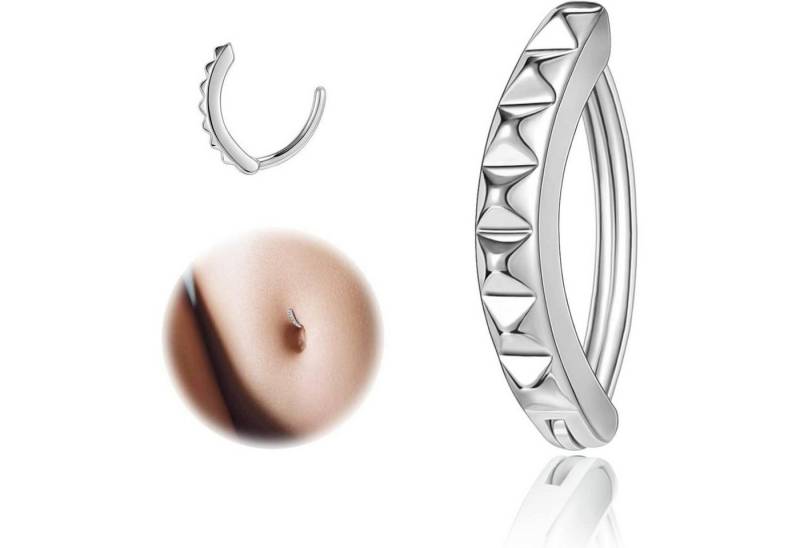 ZS Bauchnabelpiercing 14G Clicker Piercing Bauchnabel Diamanten Silber 925 Reverse Curved von ZS