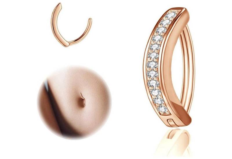 ZS Bauchnabelpiercing 14G Diamanten Bauchnabel Piercing Clicker Silber 925 Reverse Curved von ZS