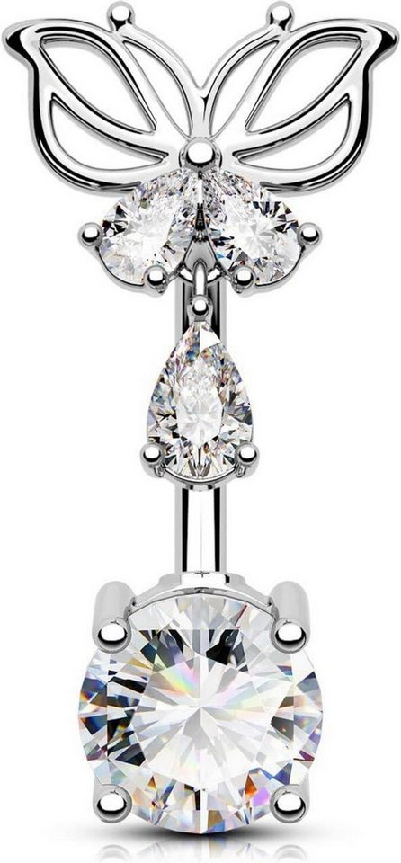 OUFER Bauchnabelpiercing 14G Reverse Bauchnabelpiercing Schmetterling CZ Dangle Nabel Ringe 10 von OUFER