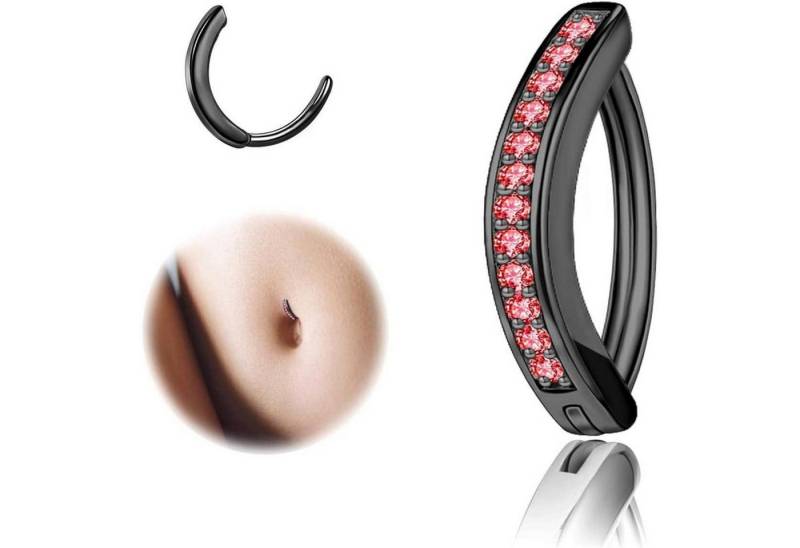 ZS Bauchnabelpiercing 14G Silber 925 Diamanten Clicker Bauchnabel Piercing Frauen von ZS